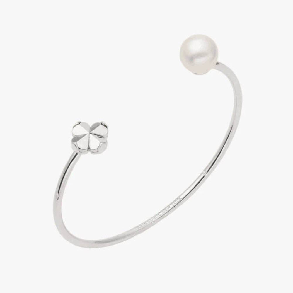 Kate Spade Spade Flower Pearl Cuff in silver